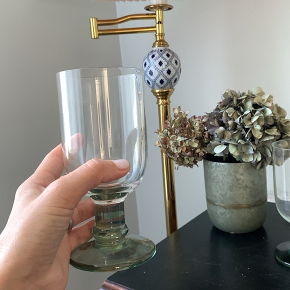 Vintage Dansk Genna Green Water Goblet Set of 9 Stemware Iridescent Green Clear - Picture 11 of 11